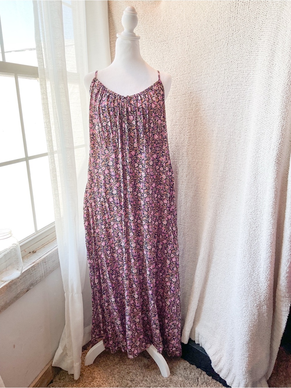 Old Navy Floral Maxi Slip Dress in Purple and Pink